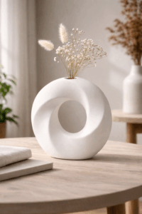 Jarrón blanco con flores secas